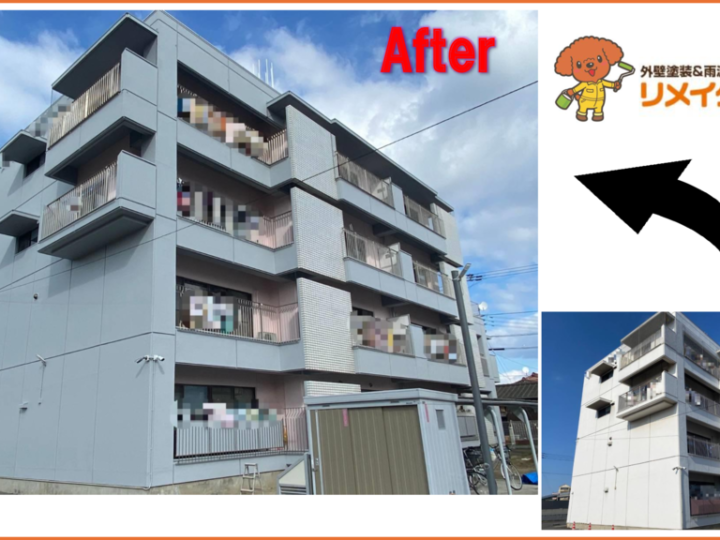 宇多津町・四国中央市のアパート外壁塗装施工後の外観