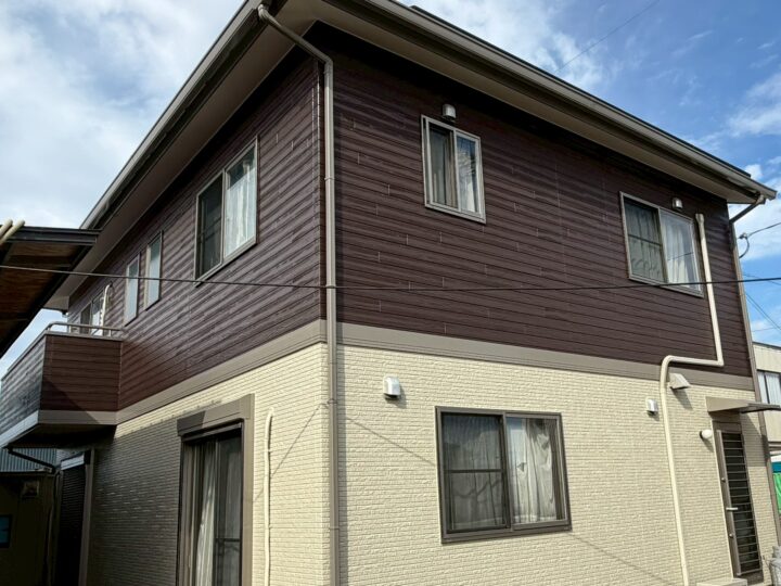【香川県綾歌郡】H様邸　外壁塗装工事・屋根塗装工事　完成後ツートンカラー　ブラウン系ベージュ系クリーム系