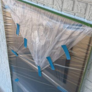 香川県三豊市　外壁塗装 養生作業