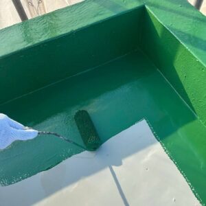 ウレタン密着防水（X-2工法）屋上防水工事｜トップコート