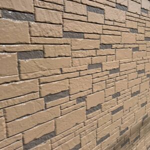 タイル調塗装でおしゃれに仕上げた外壁温かみのある落ち着いた外観柄付け